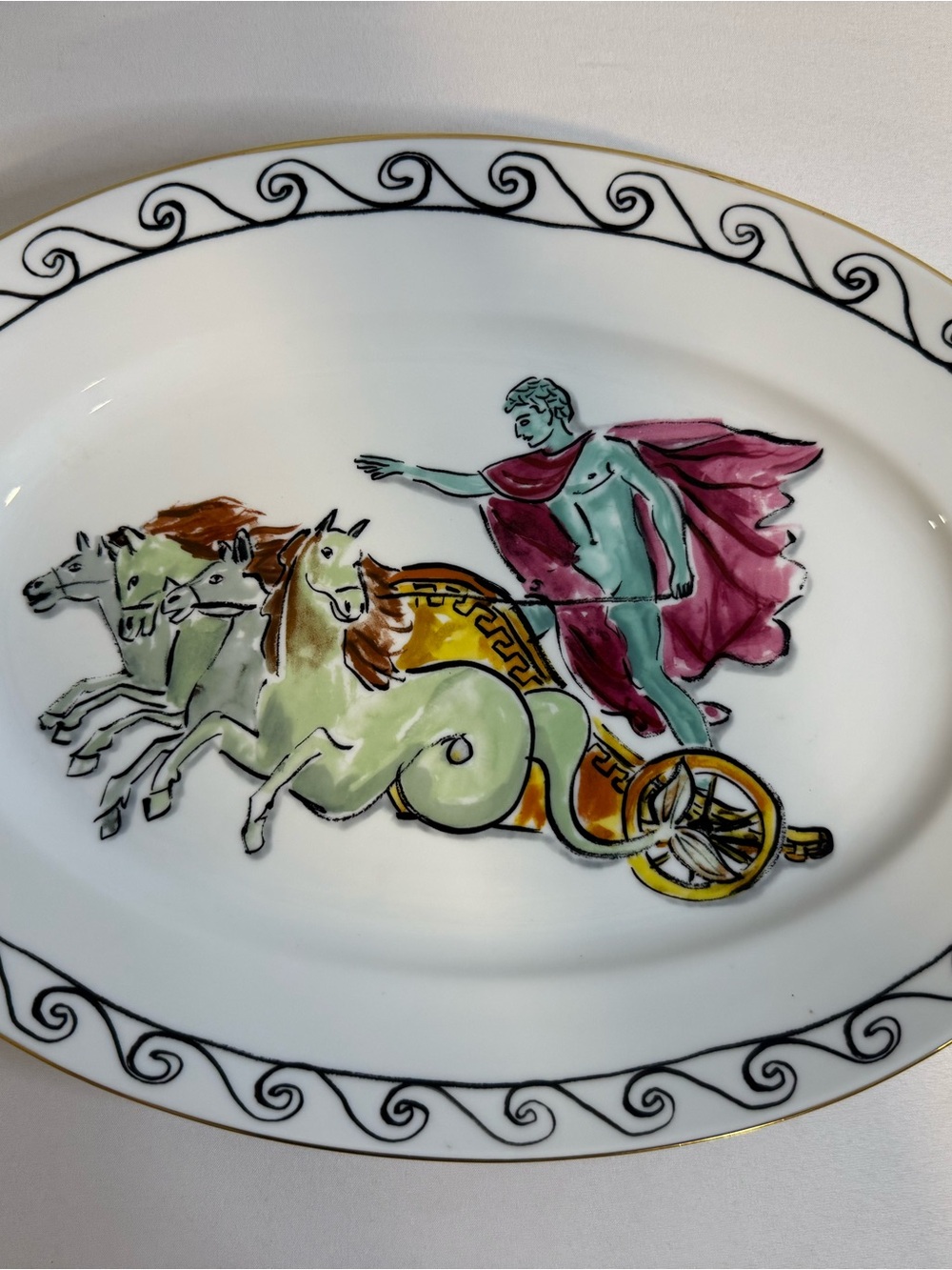 Richard Ginori Italy Porcelain Neptune Platter Hand Painted